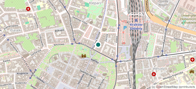 Map showing the location of Dental Care & Implant Center Kraków in Kraków (two sites)